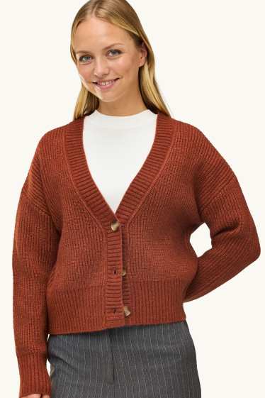 Damen - Strickjacke - gerippt - orange