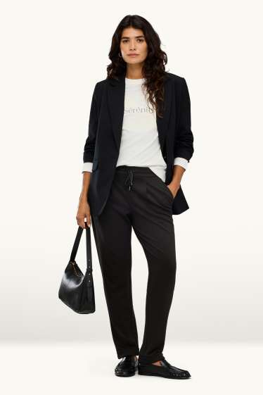 Dames - Pantalon - mid waist - tapered fit - zwart