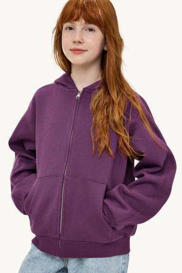 Kinder Mädchen - Sweatjacke mit Kapuze - lila