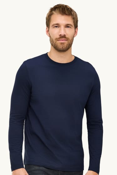 Hommes - Haut à manches longues - regular fit - bleu foncé
