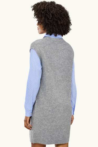 Dona - Vestit de punt de mitja - straight fit - estil 2 en 1 - gris jaspiat
