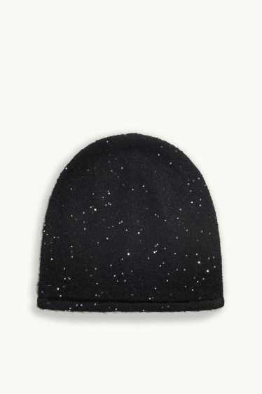 Damen - Beanie - Glanz-Effekt - schwarz