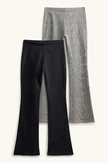 Kinderen: meisjes - Set van 2 - flared legging - zwart / grijs