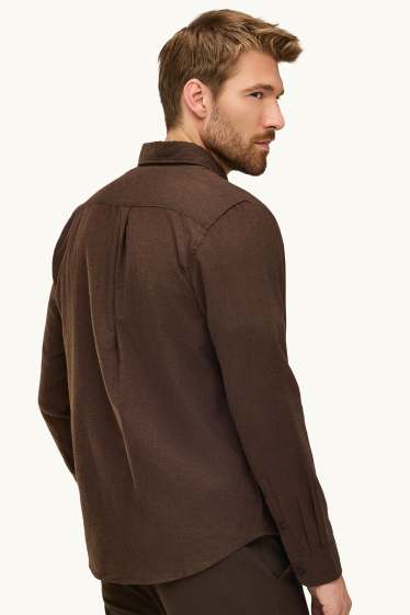 Uomo - Camicia - regular fit - button down - marrone