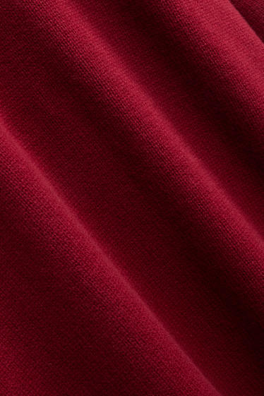 Women - Woollen knitted dress - bordeaux