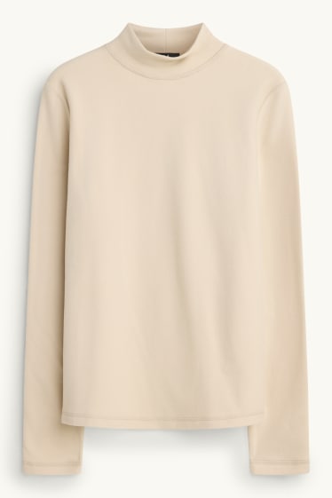 Femmes - Haut à manches longues chaud en polaire - regular fit - beige