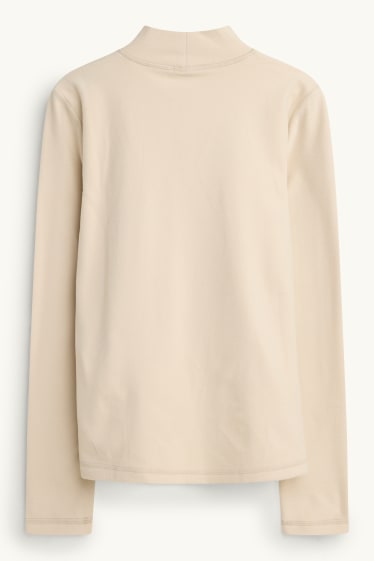 Femmes - Haut à manches longues chaud en polaire - regular fit - beige