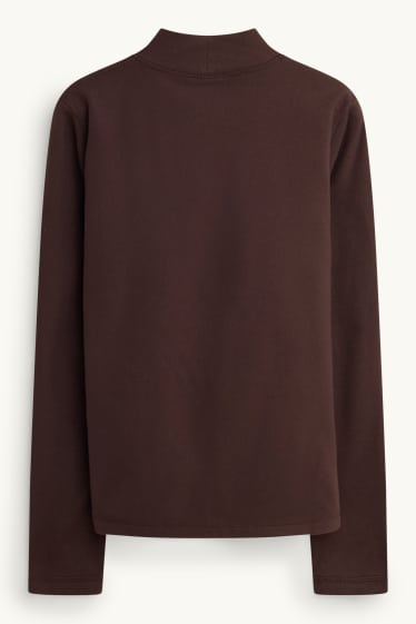 Women - Thermal fleece long sleeve top - regular fit - dark brown