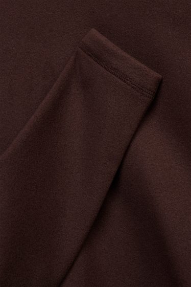 Women - Thermal fleece long sleeve top - regular fit - dark brown