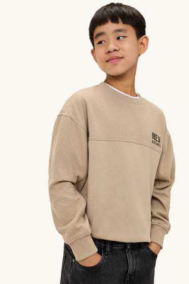 Kinder Buben - Sweatshirt - strukturiert - beige