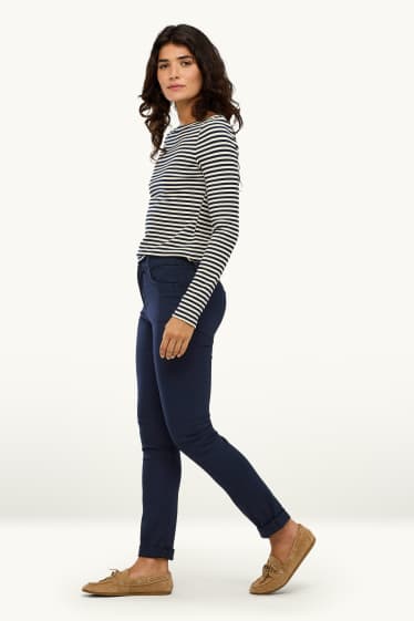Donna - Pantaloni - vita alta - slim fit - blu scuro