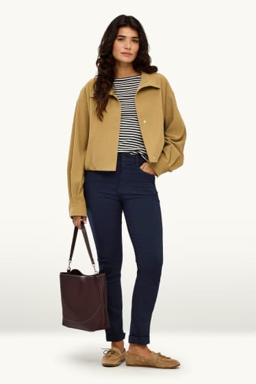 Donna - Pantaloni - vita alta - slim fit - blu scuro