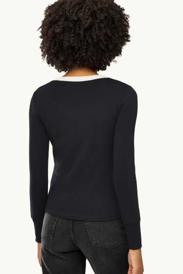 Donna - Maglia a maniche lunghe - slim fit - nero / bianco