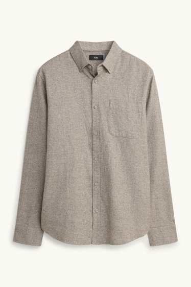 Herren - Hemd - Regular Fit - Button-down - beige-melange