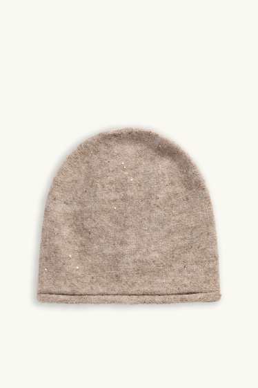 Femmes - Beanie - finition brillante - taupe