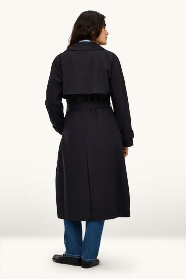 Damen - Trenchcoat mit Gürtel - schwarz