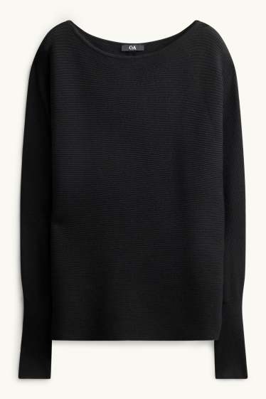 Donna - Maglione - a coste - nero