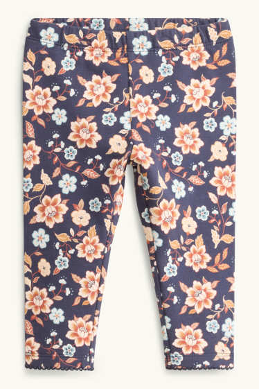 Miminka - dívky - Květiny - termo outfit pro miminka - 3dílný - hnědá/tmavomodrá