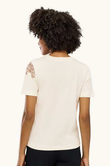 Dames - T-shirt - regular fit - crème wit