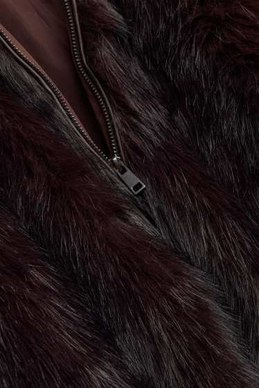 Women - Bomber jacket - fake fur - dark brown