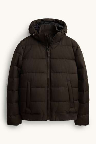 Men - Quilted jacket - lined - water-repellent - dark brown