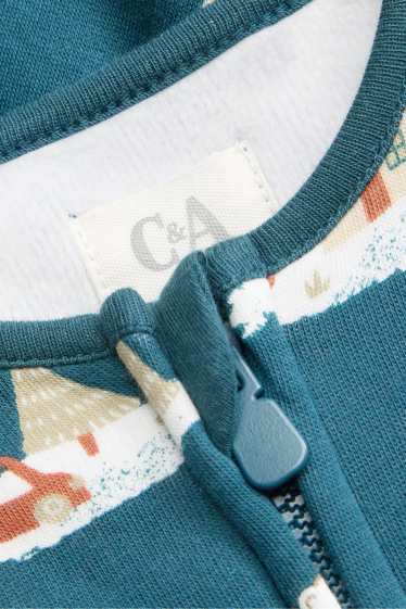 Baby Boys - Winter landscape - baby sleepsuit - plush-lined - petrol