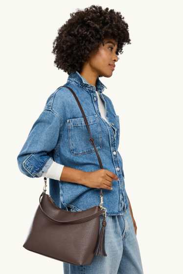 Femmes - Sac à bandoulière - matière synthétique - marron