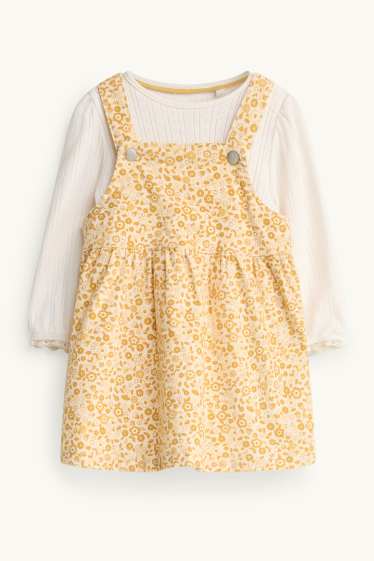 Baby Mädchen - Blümchen - Baby-Outfit - 2 teilig - gelb