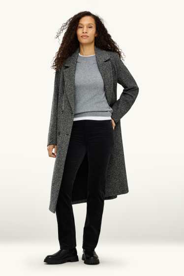 Dames - Corduroy broek - high waist - straight fit- LYCRA ® - zwart