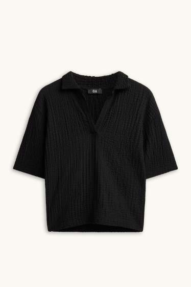 Femei - Tricou polo - regular fit - negru