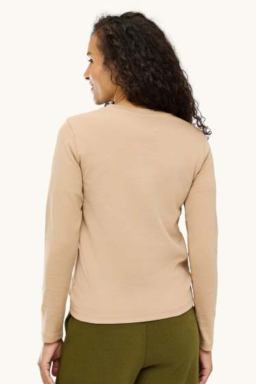 Femmes - Haut à manches longues - regular fit - beige