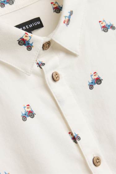 Nen - Pare Noel - camisa nadalenca - blanc/blau