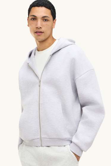 Herren - Sweatjacke mit Kapuze - hellgrau