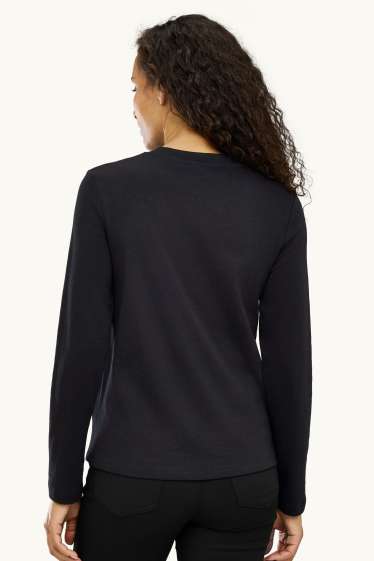 Damen - Langarmshirt - Regular Fit - schwarz