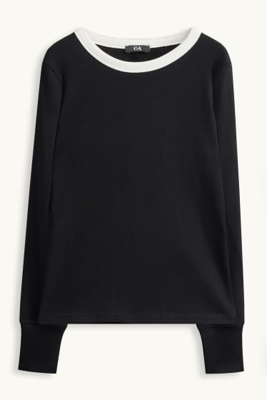 Femmes - Haut à manches longues - slim fit - noir / blanc