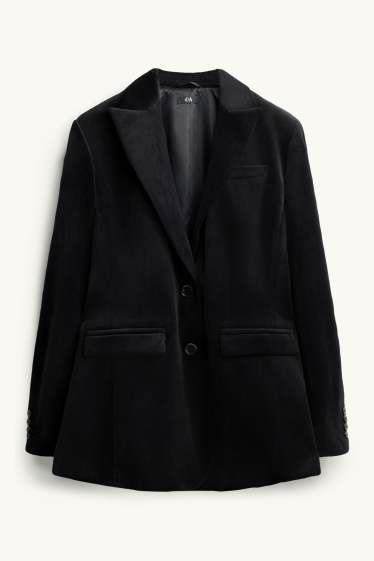 Dona - Blazer llarg de vellut - regular fit - negre