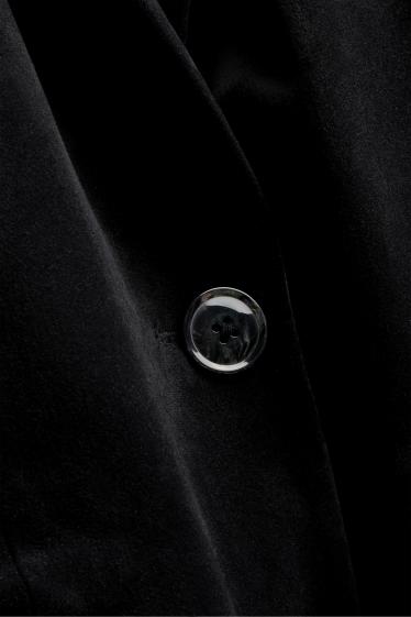 Dona - Blazer llarg de vellut - regular fit - negre