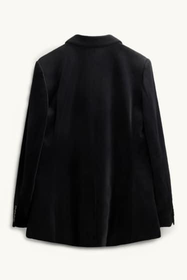 Dona - Blazer llarg de vellut - regular fit - negre