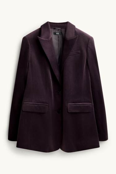Dona - Blazer llarg de vellut - regular fit - violeta
