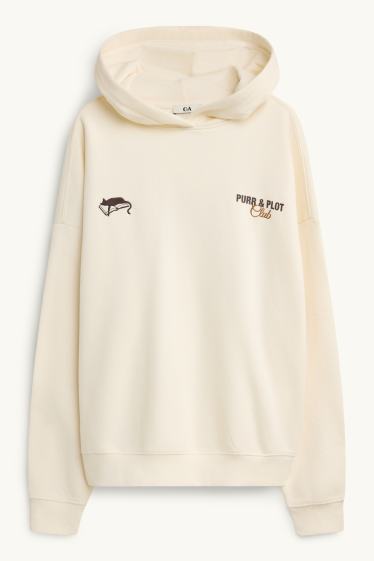 Femmes - Sweat à capuche oversize - crème