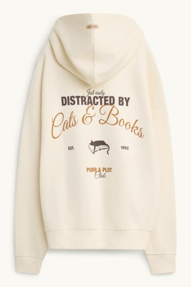 Femmes - Sweat à capuche oversize - crème