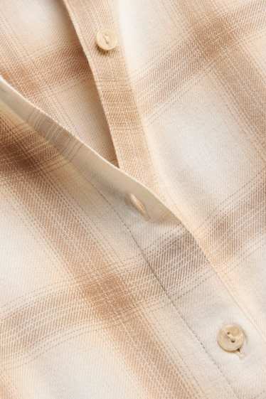 Dames - Overhemdblouse - geruit - beige / beige