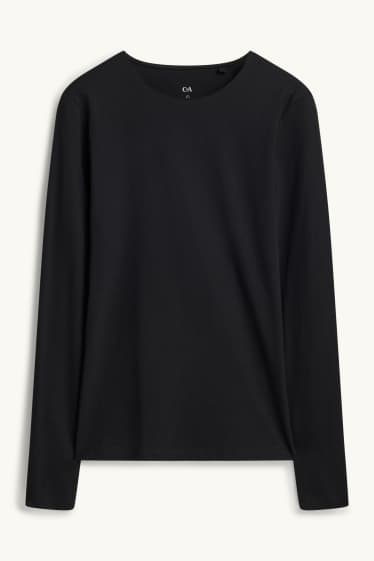 Damen - Langarmshirt - Slim Fit - schwarz