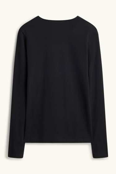Damen - Langarmshirt - Slim Fit - schwarz