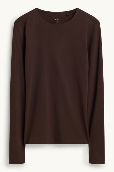 Damen - Langarmshirt - Slim Fit - dunkelbraun
