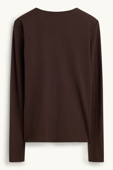 Damen - Langarmshirt - Slim Fit - dunkelbraun