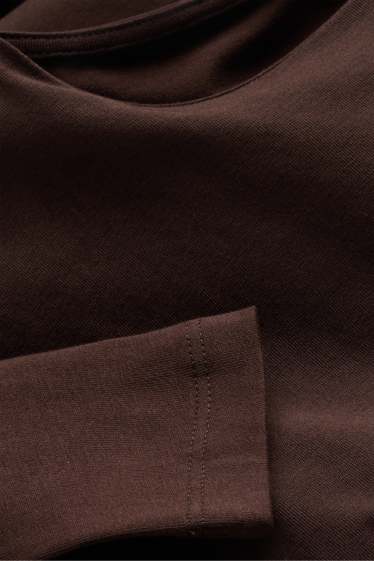 Damen - Langarmshirt - Slim Fit - dunkelbraun