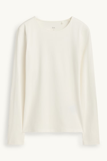 Damen - Langarmshirt - Slim Fit - weiß