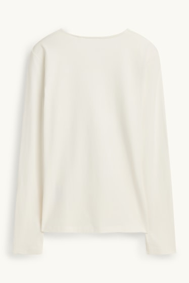 Damen - Langarmshirt - Slim Fit - weiß