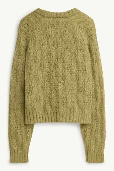 Damen - Pullover - Zopfmuster - grün